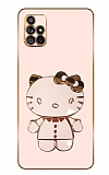 Eiroo Aynal Kitty Samsung Galaxy A71 Standl Pembe Silikon Klf