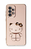 Eiroo Aynalı Kitty Samsung Galaxy A72 Standlı Pembe Silikon Kılıf
