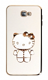 Eiroo Aynal Kitty Samsung Galaxy J7 Prime Standl Beyaz Silikon Klf
