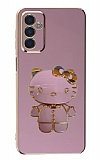 Eiroo Aynal Kitty Samsung Galaxy M13 Standl Mor Silikon Klf