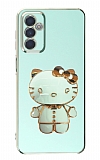 Eiroo Aynal Kitty Samsung Galaxy M23 Standl Yeil Silikon Klf