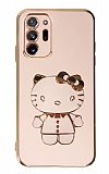 Eiroo Aynalı Kitty Samsung Galaxy Note 20 Ultra Standlı Pembe Silikon Kılıf