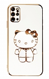 Eiroo Aynalı Kitty Samsung Galaxy S20 Plus Standlı Beyaz Silikon Kılıf