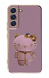 Eiroo Aynal Kitty Samsung Galaxy S21 Plus Standl Mor Silikon Klf