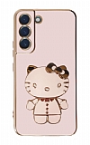 Eiroo Aynalı Kitty Samsung Galaxy S22 Plus 5G Standlı Pembe Silikon Kılıf
