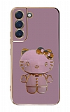Eiroo Aynal Kitty Samsung Galaxy S22 Plus 5G Standl Mor Silikon Klf