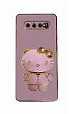 Eiroo Aynal Kitty Samsung Galaxy S10 Plus Standl Mor Silikon Klf