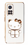 Eiroo Aynal Kitty Xiaomi Mi 10T 5G Standl Beyaz Silikon Klf