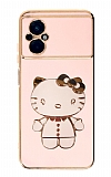 Eiroo Aynal Kitty Xiaomi Poco M5 Standl Pembe Silikon Klf