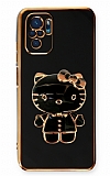 Eiroo Aynal Kitty Xiaomi Poco M5s Standl Siyah Silikon Klf