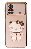 Eiroo Aynal Kitty Xiaomi Poco X4 Pro 5G Standl Pembe Silikon Klf