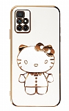 Eiroo Aynal Kitty Xiaomi Redmi 10 Prime 2022 Standl Beyaz Silikon Klf