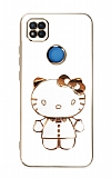 Eiroo Aynalı Kitty Xiaomi Redmi 9C Standlı Beyaz Silikon Kılıf