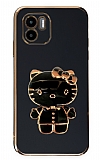 Eiroo Aynal Kitty Xiaomi Redmi A1 Standl Siyah Silikon Klf