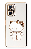 Eiroo Aynalı Kitty Xiaomi Redmi Note 10 Pro Standlı Beyaz Silikon Kılıf