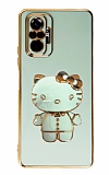 Eiroo Aynalı Kitty Xiaomi Redmi Note 10 Pro Standlı Yeşil Silikon Kılıf