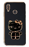 Eiroo Aynal Kitty Xiaomi Redmi Note 7 Standl Siyah Silikon Klf