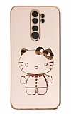 Eiroo Aynalı Kitty Xiaomi Redmi Note 8 Pro Standlı Pembe Silikon Kılıf