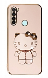 Eiroo Aynalı Kitty Xiaomi Redmi Note 8 Standlı Pembe Silikon Kılıf