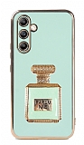 Eiroo Aynalı Parfüm Samsung Galaxy A14 4G Standlı Yeşil Silikon Kılıf