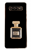 Eiroo Aynal Parfm Samsung Galaxy S10 Plus Standl Siyah Silikon Klf