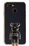 Eiroo Baby Bear Oppo AX7 Standl Siyah Silikon Klf