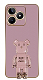 Eiroo Baby Bear Realme C53 Standl Kamera Korumal Mor Silikon Klf