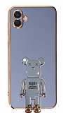 Eiroo Baby Bear Samsung Galaxy A04e Standl Mavi Silikon Klf