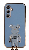 Eiroo Baby Bear Samsung Galaxy A14 4G Standl Mavi Silikon Klf