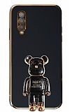 Eiroo Baby Bear Samsung Galaxy A70 Standlı Siyah Silikon Kılıf