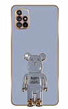 Eiroo Baby Bear Samsung Galaxy A71 Standl Mavi Silikon Klf