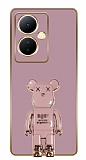 Eiroo Baby Bear vivo V29 Lite Standl Kamera Korumal Mor Silikon Klf
