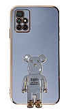 Eiroo Baby Bear Xiaomi Redmi 10 Prime 2022 Standl Mavi Silikon Klf