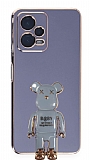Eiroo Baby Bear Xiaomi Redmi Note 12 5G Standl Mavi Silikon Klf