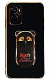 Eiroo Baby Panda Oppo A76 Standl Siyah Silikon Klf