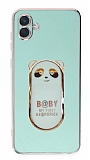 Eiroo Baby Panda Samsung Galaxy A04e Standl Yeil Silikon Klf