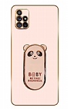Eiroo Baby Panda Samsung Galaxy A71 Standl Pembe Silikon Klf