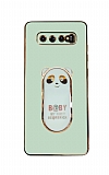 Eiroo Baby Panda Samsung Galaxy S10 Plus Standl Yeil Silikon Klf