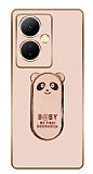 Eiroo Baby Panda vivo V29 Lite Standl Kamera Korumal Pembe Silikon Klf