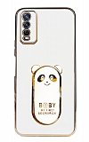 Eiroo Baby Panda vivo Y20s Standl Beyaz Silikon Klf