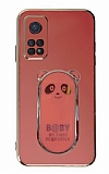 Eiroo Baby Panda Xiaomi Mi 10T 5G Standl Krmz Silikon Klf