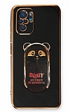 Eiroo Baby Panda Xiaomi Poco M5s Standl Siyah Silikon Klf