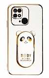 Eiroo Baby Panda Xiaomi Redmi 10C Standl Beyaz Silikon Klf
