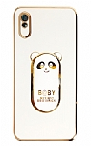 Eiroo Baby Panda Xiaomi Redmi 9A Standl Beyaz Silikon Klf