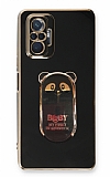 Eiroo Baby Panda Xiaomi Redmi Note 10 Pro Standlı Siyah Silikon Kılıf
