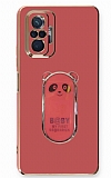 Eiroo Baby Panda Xiaomi Redmi Note 10 Pro Standlı Kırmızı Silikon Kılıf