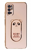Eiroo Baby Panda Xiaomi Redmi Note 11SE Standl Pembe Silikon Klf