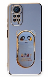 Eiroo Baby Panda Xiaomi Redmi Note 11S Standl Mavi Silikon Klf