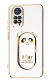 Eiroo Baby Panda Xiaomi Redmi Note 11S Standl Beyaz Silikon Klf