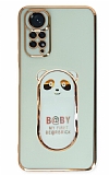 Eiroo Baby Panda Xiaomi Redmi Note 11S Standl Yeil Silikon Klf